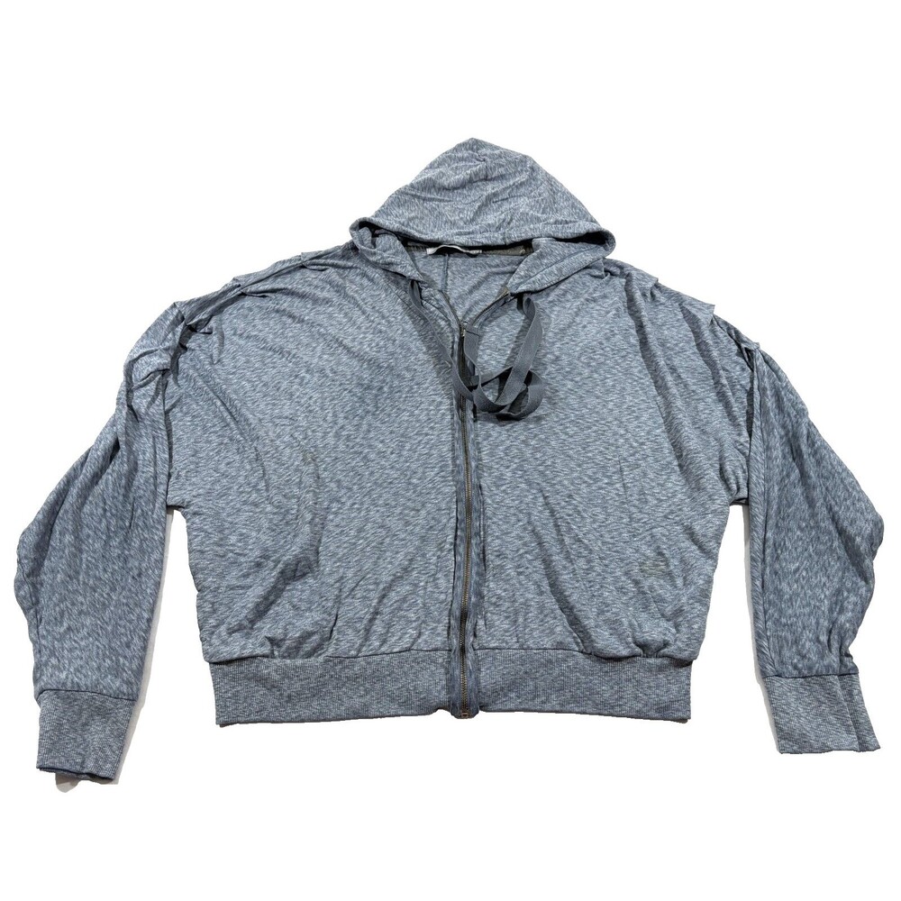 Stella McCartney Adidas Womens Blue Zip Oversized Hooded Sweatshirt Sz M Flaw